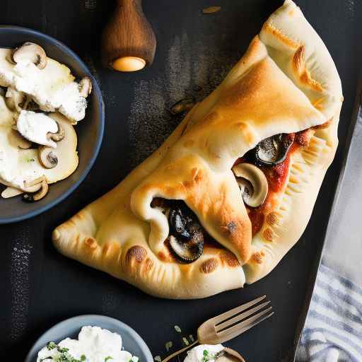 Кальцоне с рикоттой, грибами и моцареллой