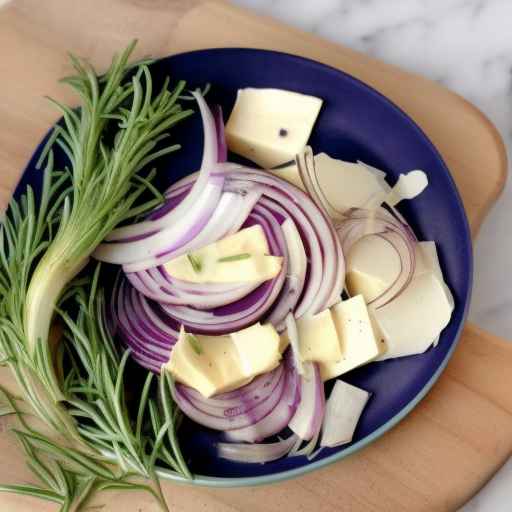 Жареный фенхель и красный лук с сыром Фонтина и розмарином Рецепт