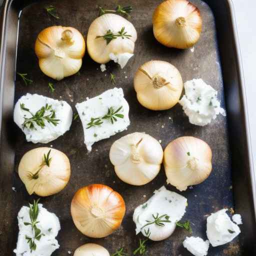 Рецепт жареного чеснока и лука с козьим сыром и тимьяном