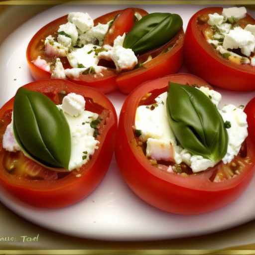 Жареный чеснок и помидоры с козьим сыром и базиликом Рецепт