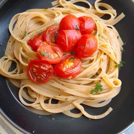 Лингвине с жареными помидорами и чесноком