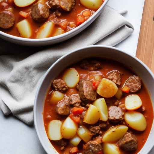 Гуляш из колбасы и картофеля