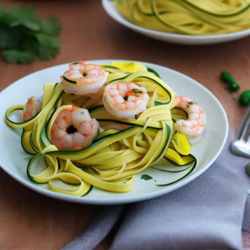 Ленточная паста с креветками и цуккини