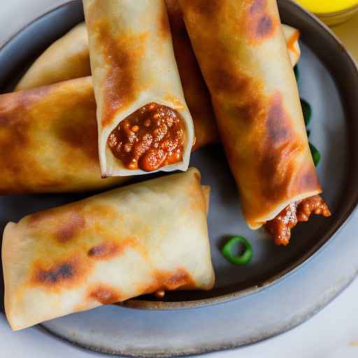 Яичные роллы "Слоппи Джо" с кетчупом и горчичным соусом