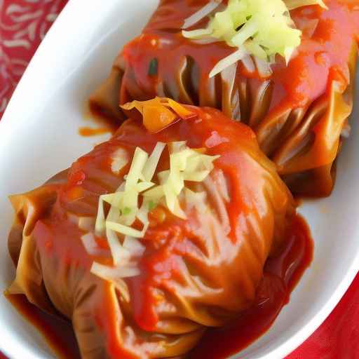 Капустные роллы с томатным соусом