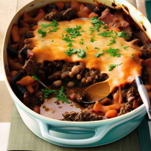 Запеканка из говядины с дымком и фасолью