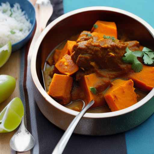 Карри из сладкого картофеля и мяса со специями