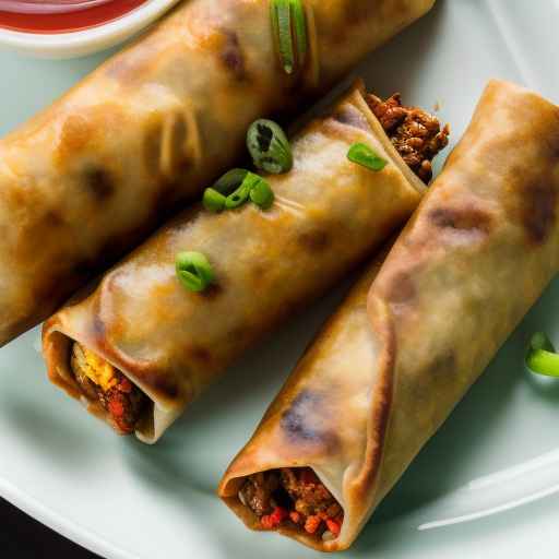 Пряные яичные рулетики с говядиной и овощами