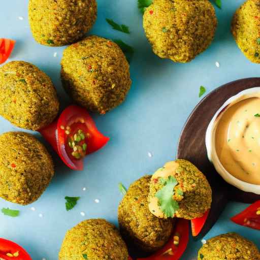 Острые кусочки фалафеля с майонезом шрирача