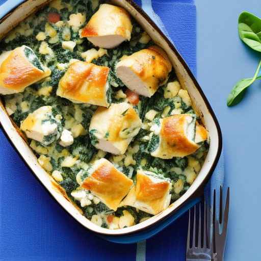 Запеканка из курицы, фаршированной шпинатом и фетой,