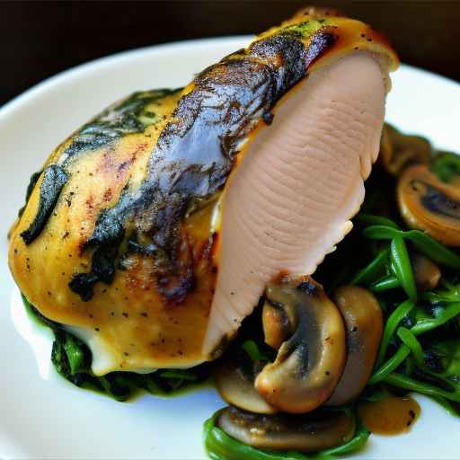 Фаршированная шпинатом и грибами куриная грудка