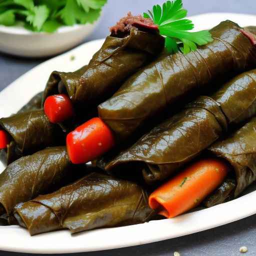 Фаршированные виноградные листья с говядиной и овощами