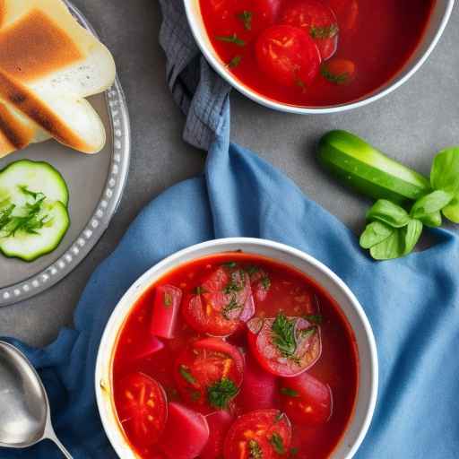 Летний борщ с помидорами и огурцами