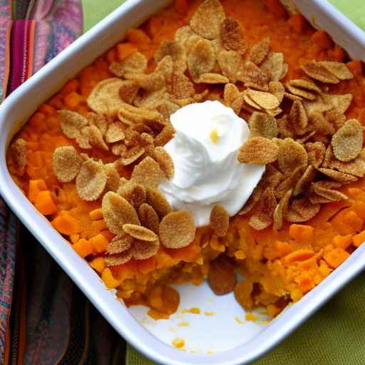 Запеканка из сладкого картофеля с кукурузными хлопьями
