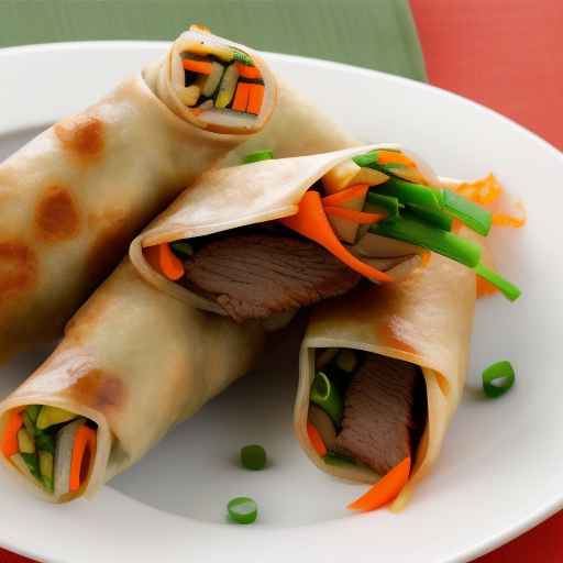 Яичные роллы с говядиной и овощами терияки