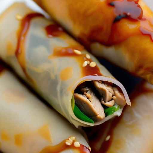 Яичные рулетики с курицей терияки