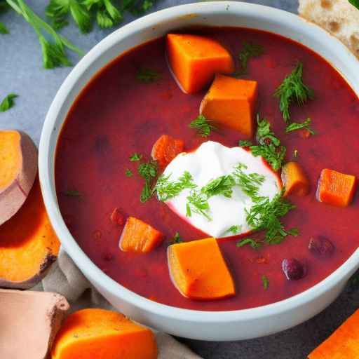 Веганский борщ с нутом и сладким картофелем