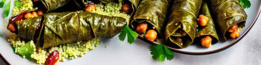 Вегетарианские фаршированные виноградные листья с кускусом и нутом