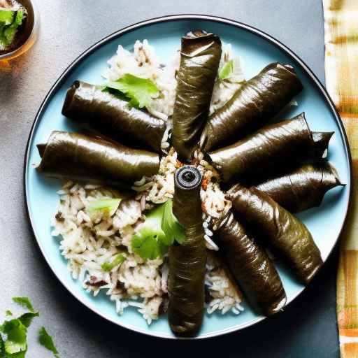 Вегетарианские фаршированные виноградные листья с рисом и грибами