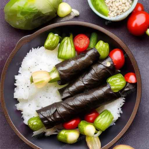 Вегетарианские фаршированные виноградные листья с рисом и овощами